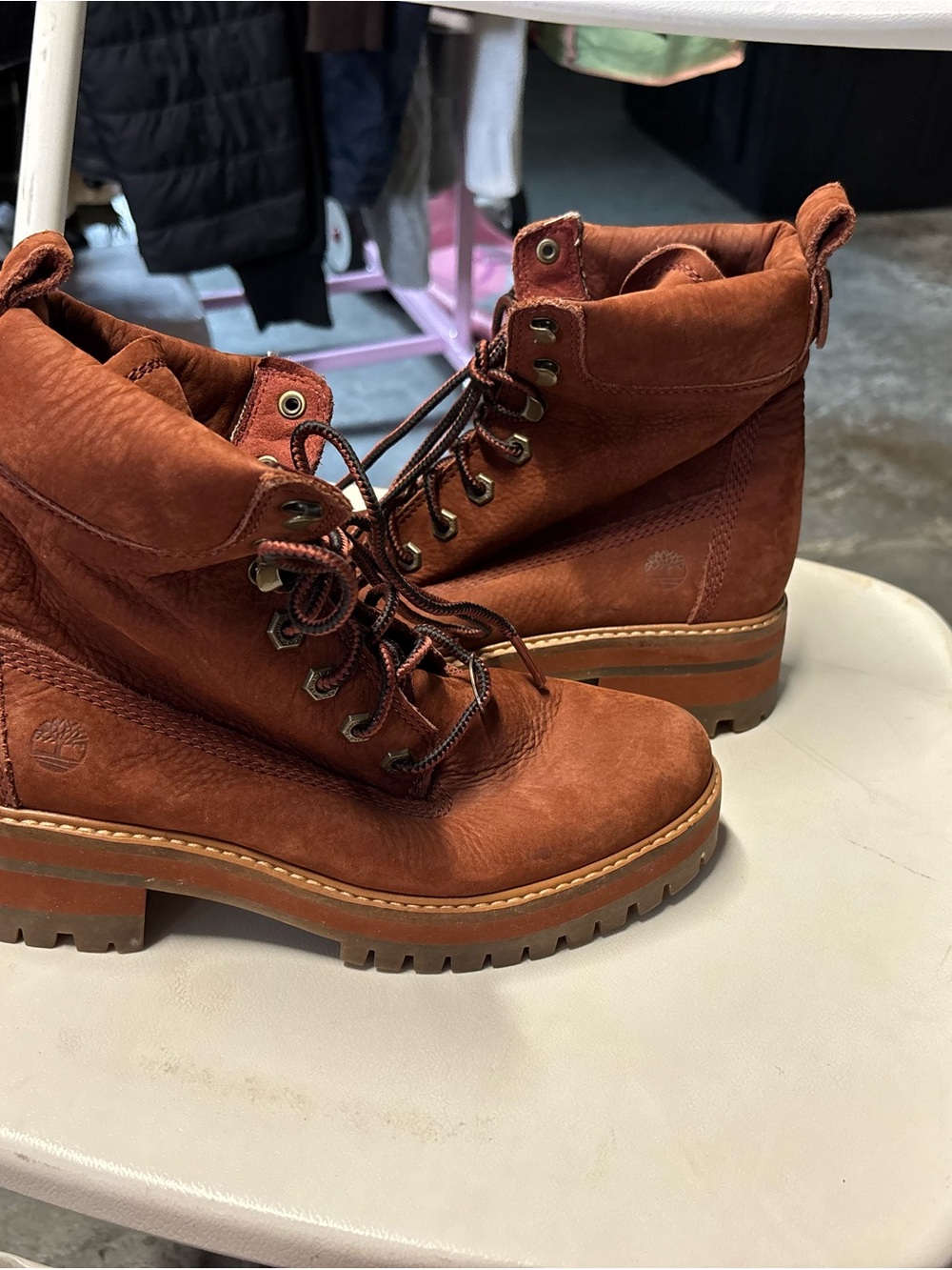 Timberland Women's Rust Brown Leather Lace-Up Ankle Boots